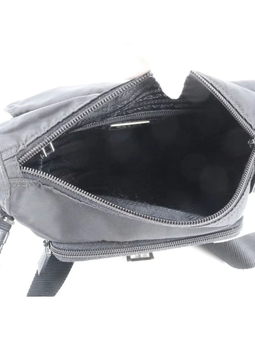 Prada Tessuto Nylon Triangle Logo Leather Shoulder Bag Crossbody Messenger